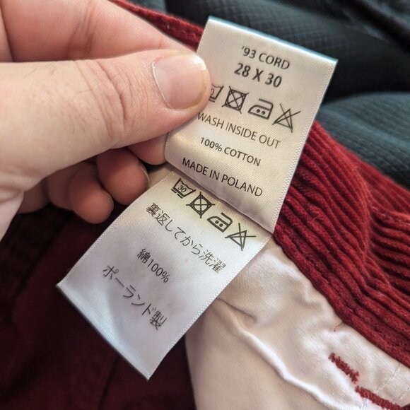 POLAR SKATE CO - Red corduroy 93 Cords pants - Sz 28x30 - Picture 8 of 8
